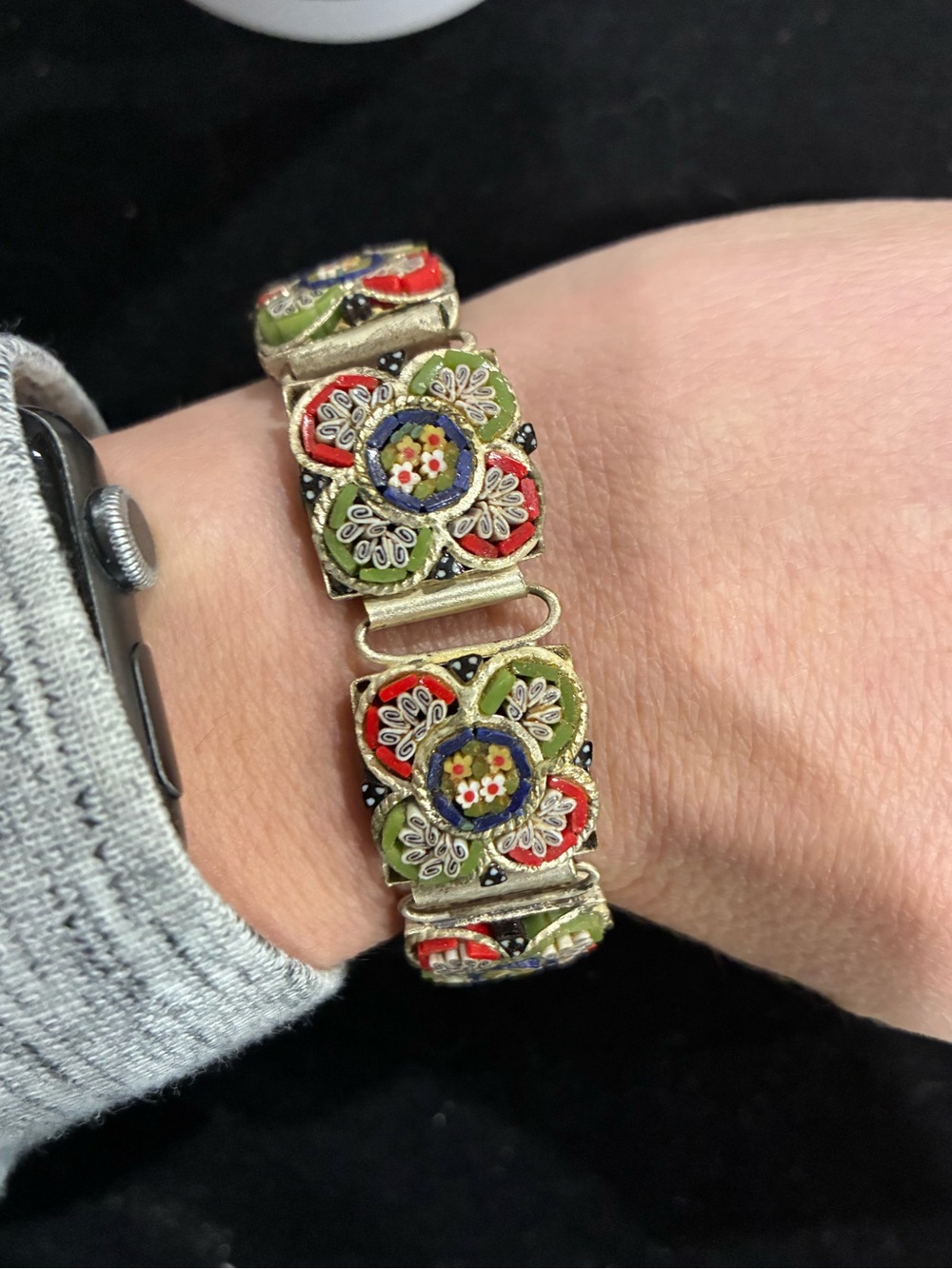 Antique Micro Mosaic Italy Panel Bracelet